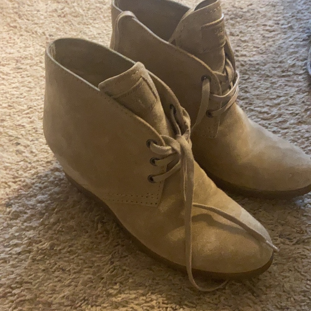 Prada suede wedge ankle boots